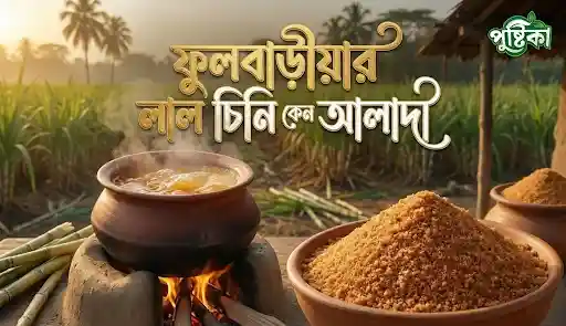হাতে তৈরি ফুলবাড়ীয়ার আখের লাল চিনি - Pushtika Lal Chini - Brown Sugar